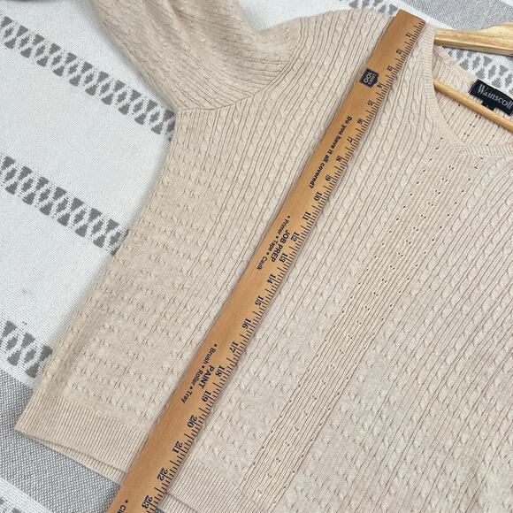 Wainscott Beige Cotton VNeck Pullover Sweater Long Sleeve Textured Knit Womens L - Picture 4 of 10
